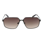Guess Gray Men Sunglass with gunmetal frame, full-rim rectangle style, and brown gradient plastic lenses. Includes branded case.