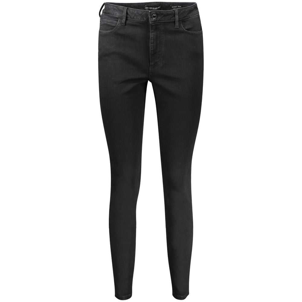 Guess Jeans Black Cotton Women Skinny Jean with sleek black hue and eco-conscious recycled cotton fabric for chic, sustainable style.