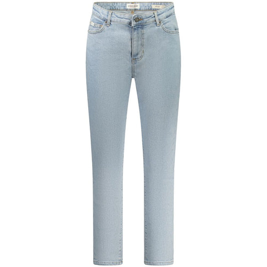 Guess Jeans Blue Cotton Women's Skinny Jean with five pockets, showcasing chic style and a washed blue aesthetic.