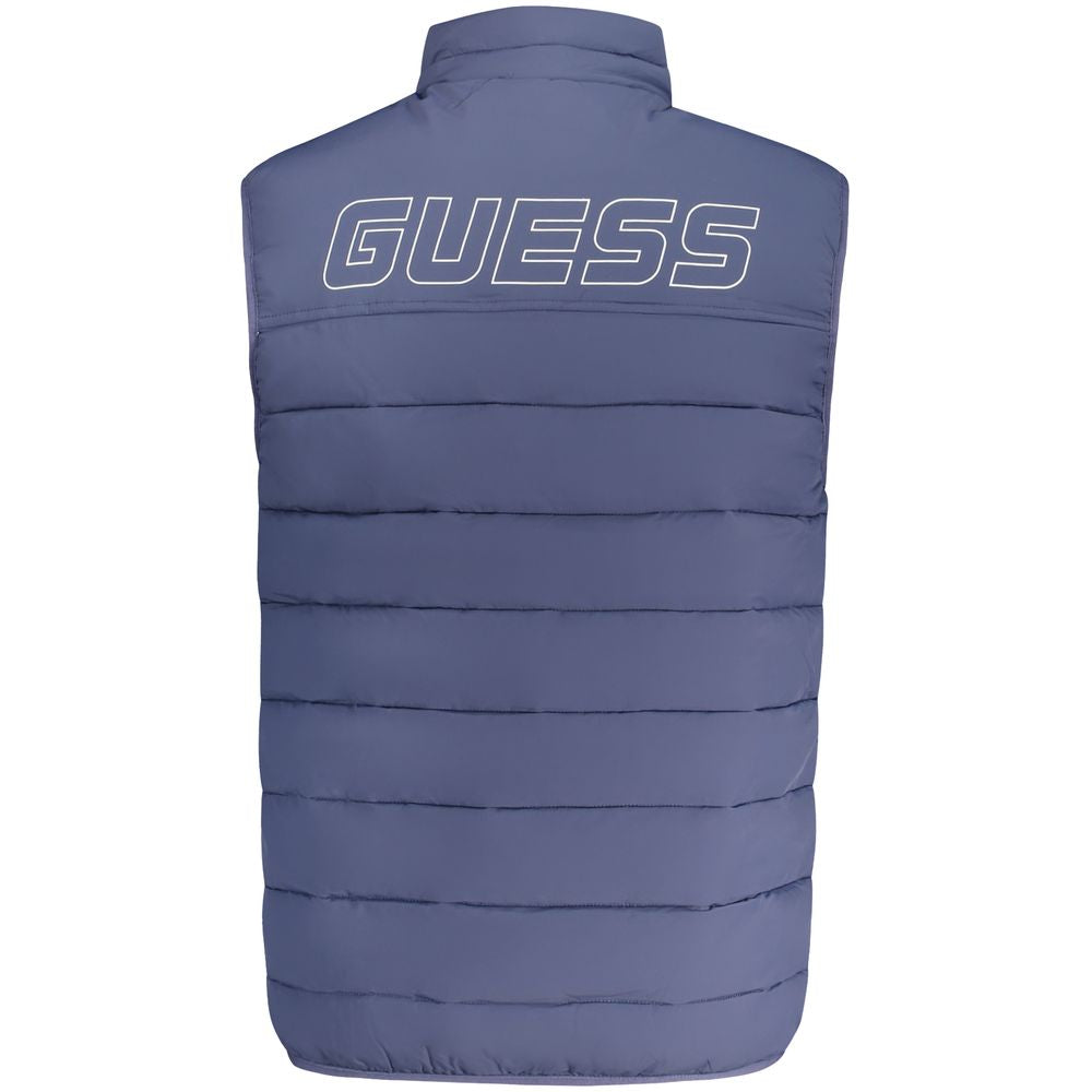 Guess Jeans Blue Spandex Men Jacket showcasing logo and sleek design