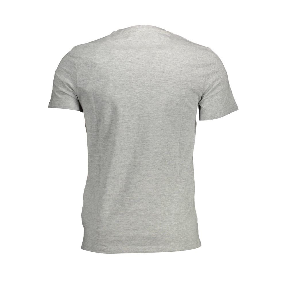 Back view of Guess Jeans Brown Organic Cotton Men T-Shirt, showcasing slim fit and short sleeves designed with sustainable materials.