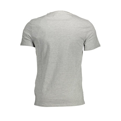Back view of Guess Jeans Brown Organic Cotton Men T-Shirt, showcasing slim fit and short sleeves designed with sustainable materials.