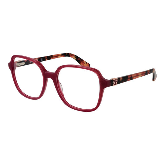 Guess Purple Acetate Glasses (Frames) with square full-rim design and spring hinge, featuring demo lenses for women.