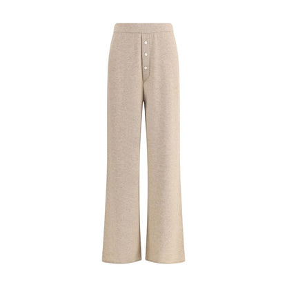 Guest in Residence Beige Cashmere Casual Pants with buttons, luxury straight-leg style for timeless elegance and comfort.