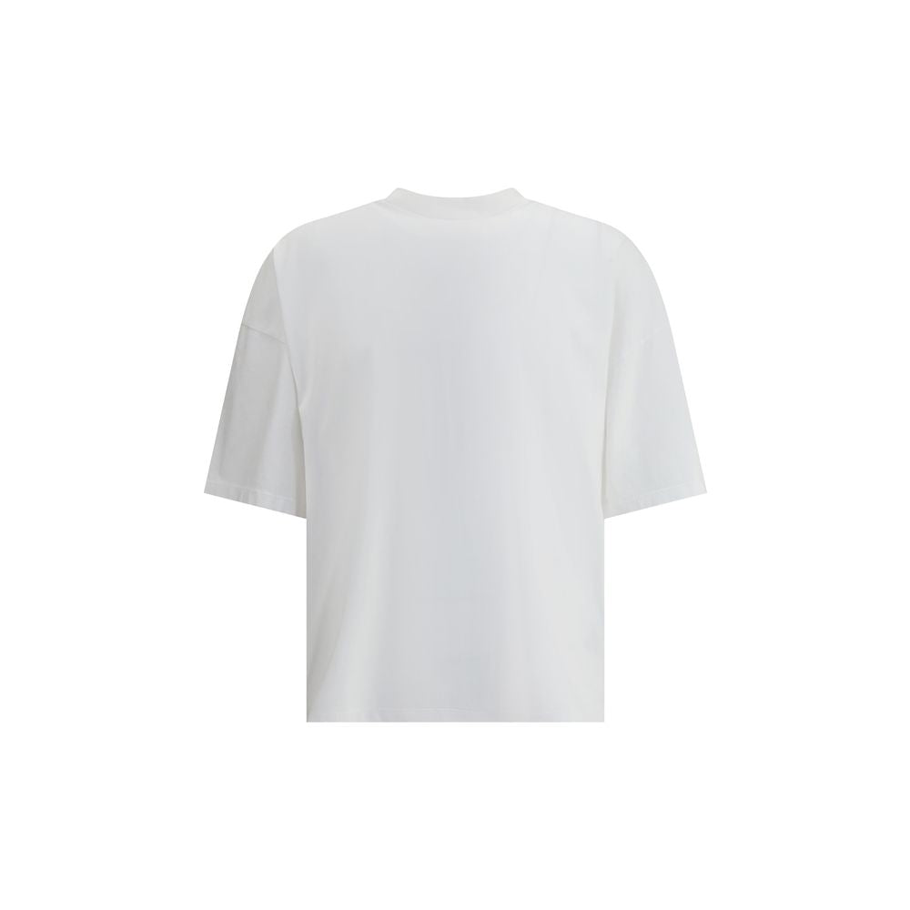 Haikure White Cotton T-Shirt with oversized fit, ribbed crew neck, and dropped shoulders for a casual contemporary look, back view.