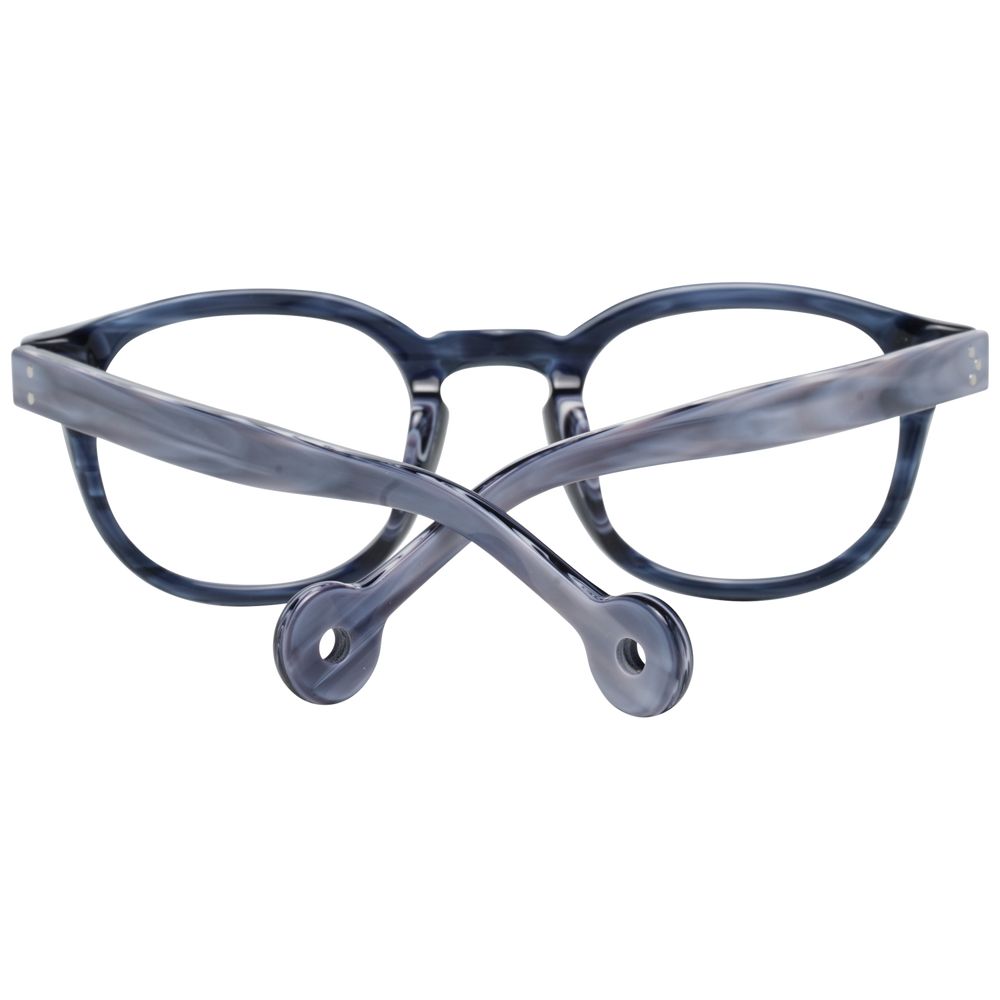 Hally & Son Blue Unisex Glasses Frame, full-rim round style with plastic material, includes spring hinge and branded case.