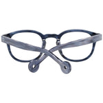 Hally & Son Blue Unisex Glasses Frame, full-rim round style with plastic material, includes spring hinge and branded case.