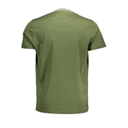 Back view of Harmont & Blaine Green Cotton Men T-Shirt showing regular fit and striking green hue.