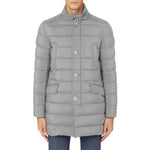 Herno Gray Polyamide Jacket - men's gray quilted down jacket with button closure, hidden zip, front and chest pockets, high removable collar.