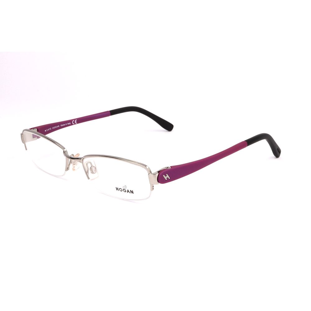 Hogan Gray Metal Frames with glossy palladium gray finish, model HO5008016, lens/bridge/temple size 52/18/135mm, for women.