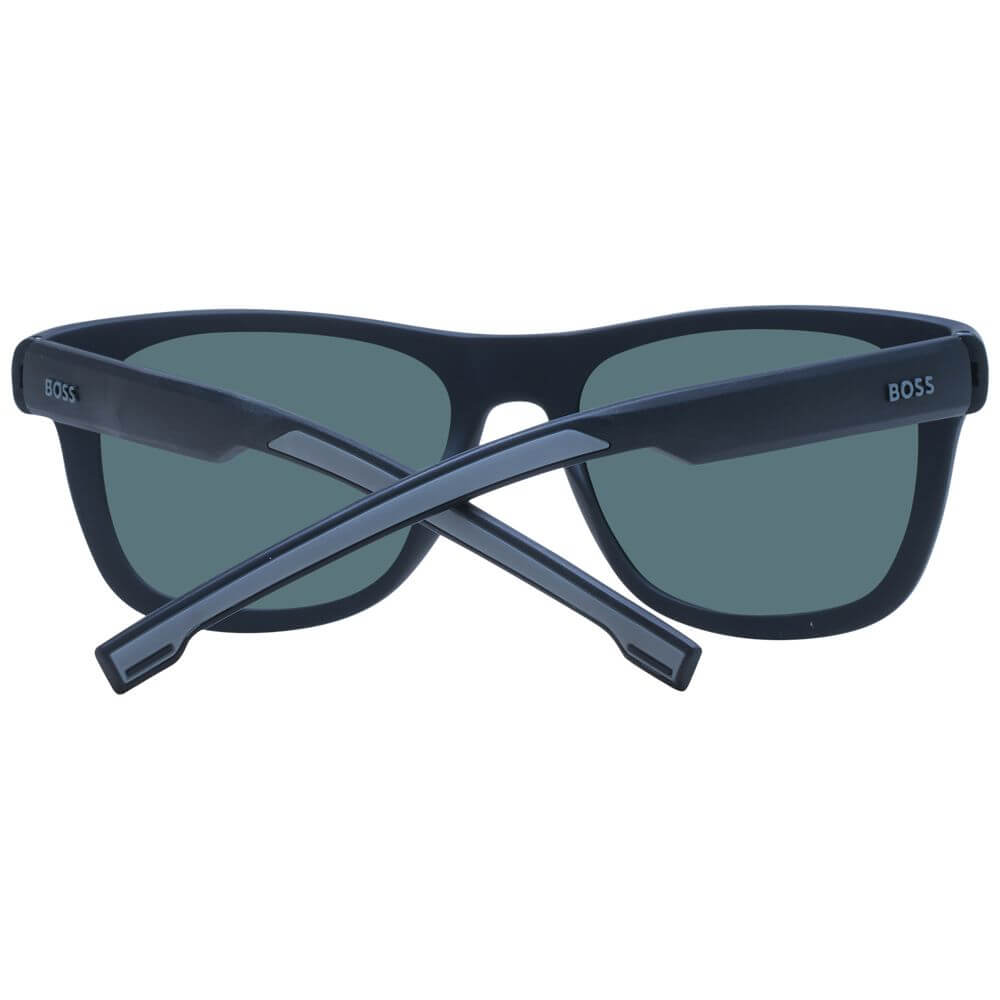 Hugo Boss Black Men Sunglass with metal rectangle frame, green gradient lenses, full-rim design, and 100% UVA & UVB protection.
