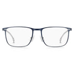Hugo Boss Blue Metal Frames with clear lenses, model BOSS-1246-KU0, featuring blue metal frames and a minimalist design.