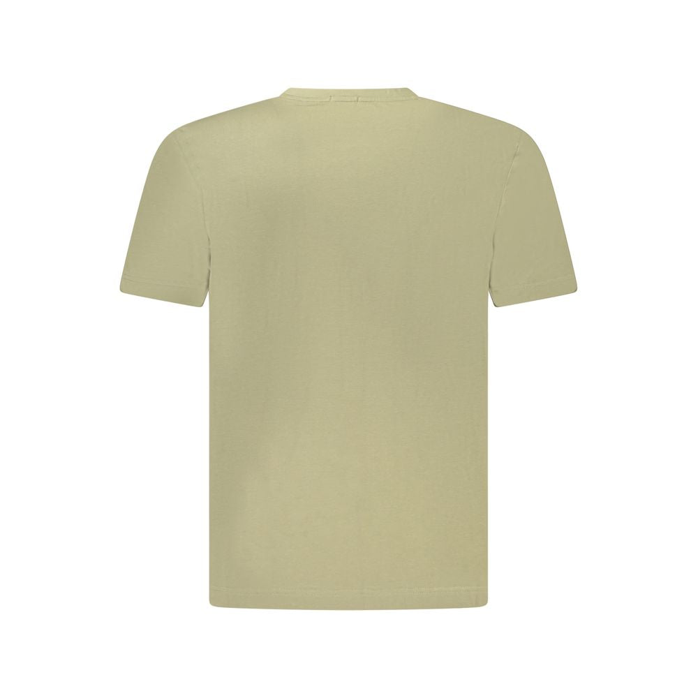 Back view of Hugo Boss Green Cotton Men TShirt, showcasing casual sophistication and luxury in organic cotton blend with crew neck.