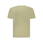 Back view of Hugo Boss Green Cotton Men TShirt, showcasing casual sophistication and luxury in organic cotton blend with crew neck.