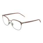 Hugo Boss Pink Women Glasses Frame, rose color, full-rim stainless steel with demo lenses, size 53-17-145, includes branded case.
