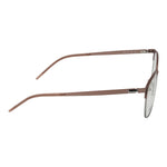 Side view of Hugo Boss Pink Women Glasses Frame with rose stainless steel full-rim and demo lenses.