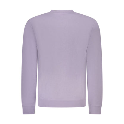 Hugo Boss Purple Cotton Men Sweater showcasing back view with long sleeves and crew neck design.