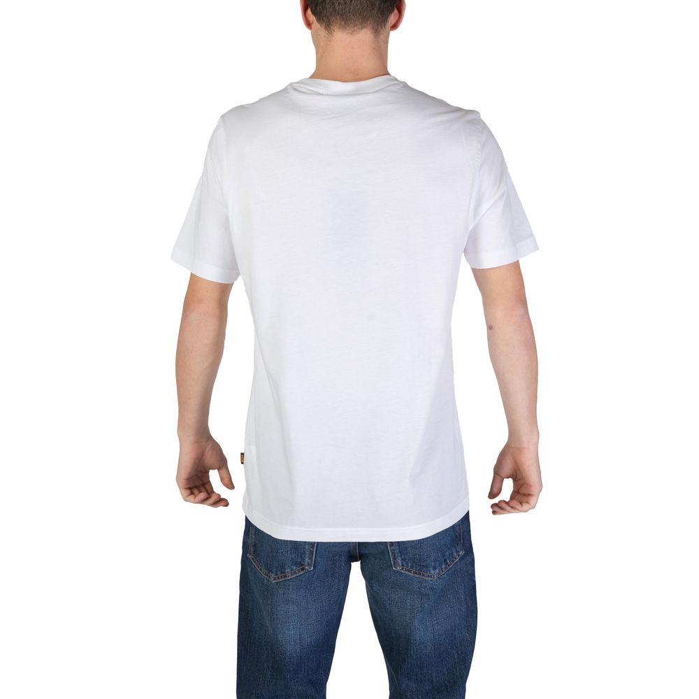 Back view of Hugo Boss White Cotton Clothing men's t-shirt, showcasing short sleeves and regular fit design.