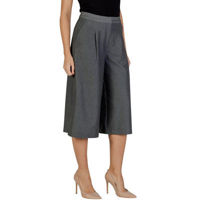 ICHI Gray Polyester Cropped Pants