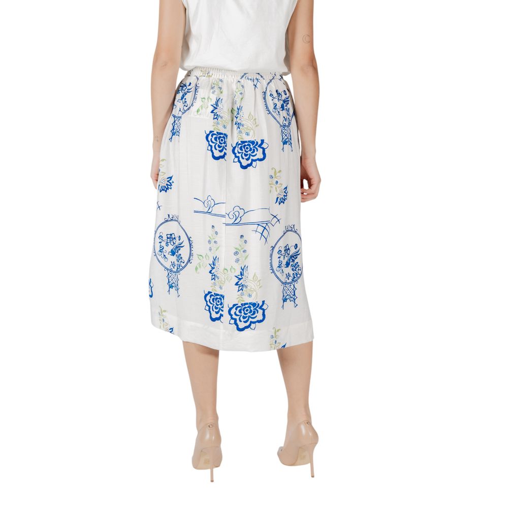ICHI White Viscose Skirt