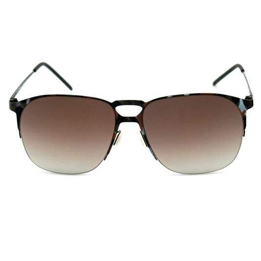 Italia Independent Brown Metal Sunglasses with gradient lenses, front view, elegant design, model 0211-093-000 for women, size 57/15/140 mm.