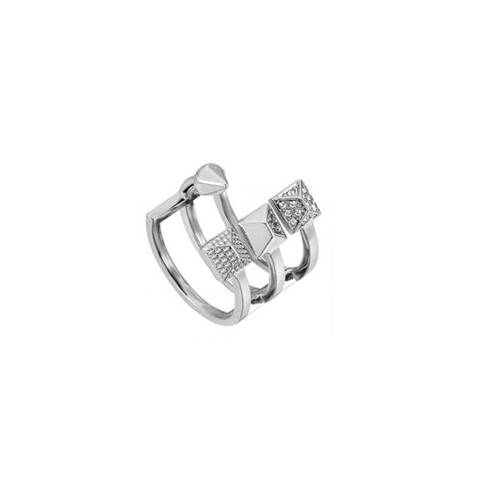 JUST CAVALLI JEWELS JEWELRY Mod. JCRG00170106 silver ring with geometric design