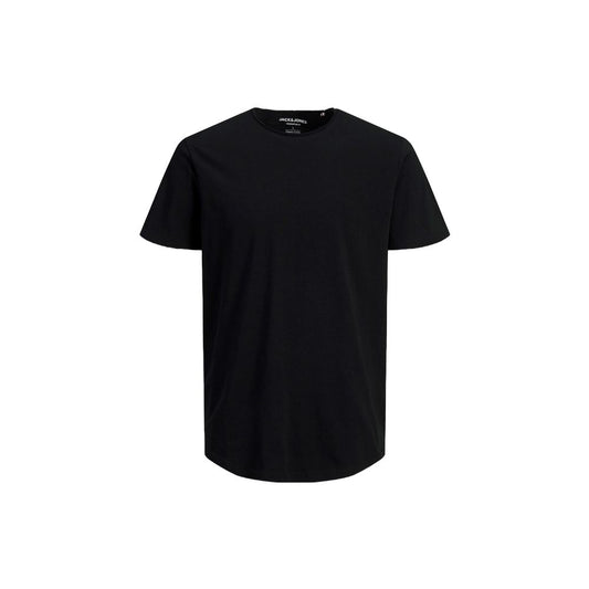 Jack Jones Black Organic Cotton Sportswear t-shirt, short-sleeved, crew neck for casual style.