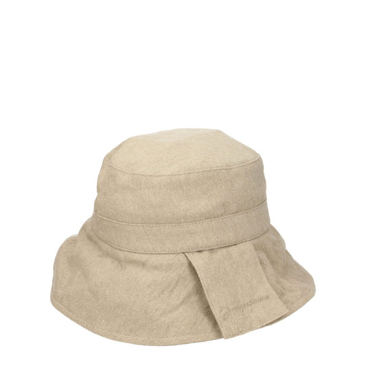 Jacquemus Beige Linen Bucket Hat made from 100% linen with dark beige color, style casual. MPN 235AC4481029150, product code F76827.
