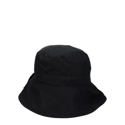 Jacquemus Black Cotton Bucket Hat featuring vintage effect and casual style, made from 75% cotton-polyamide blend, MPN: 235AC4485047380.