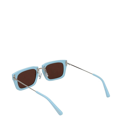 Jacquemus Light Blue Acetate Sunglasses with square frame and dark lenses, steel accents, shown with protective case included.