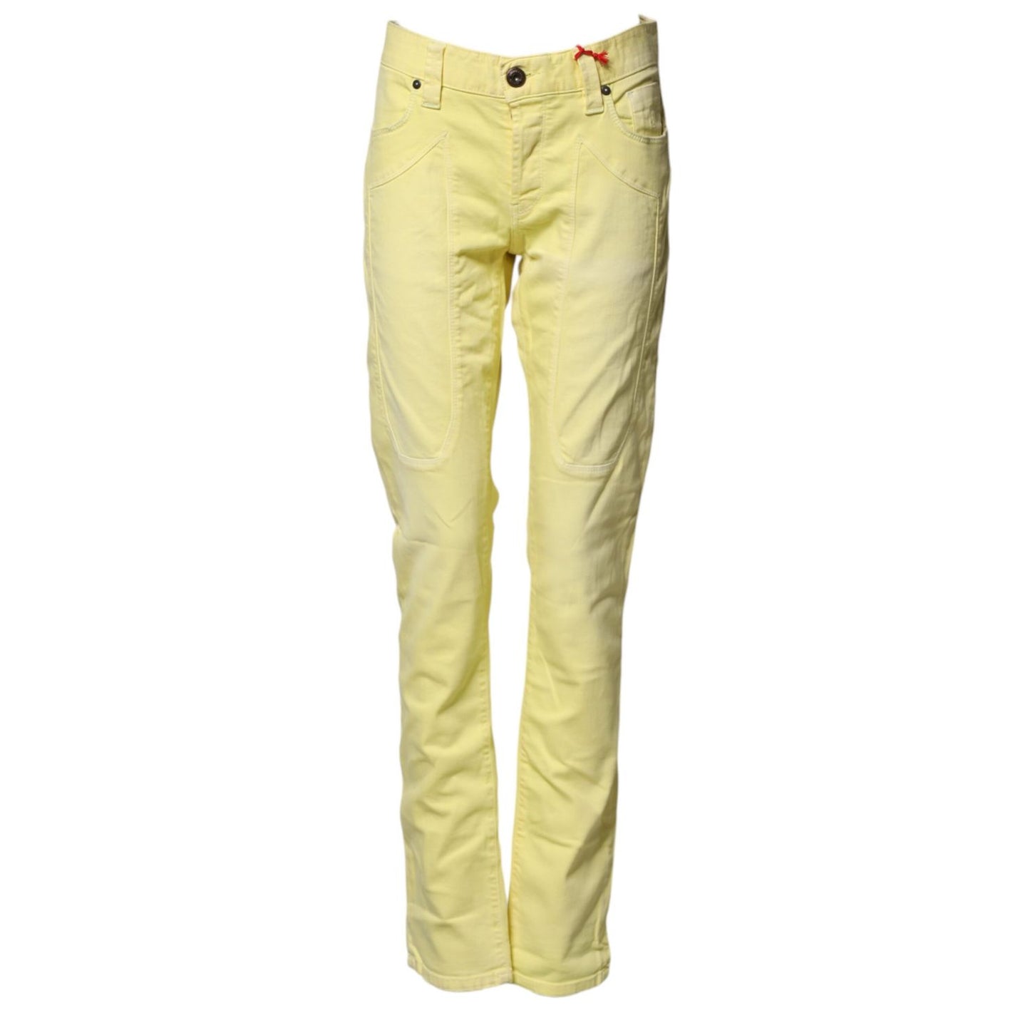 Jeckerson Yellow Mid Waist Straight Fit Men Denim Trouser Jeans Jeckerson