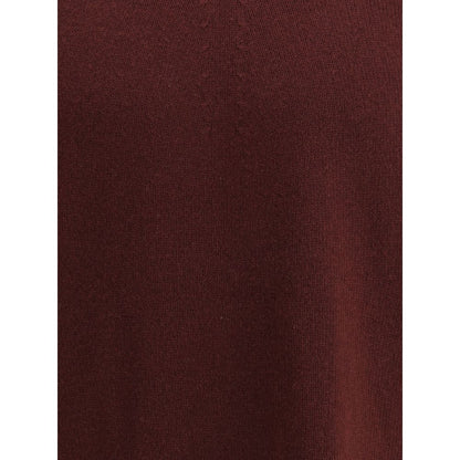 Jil Sander Bordeaux Fleece Wool Sweatshirt with seamless design and ribbed details, showcasing elegance and minimalist sophistication.