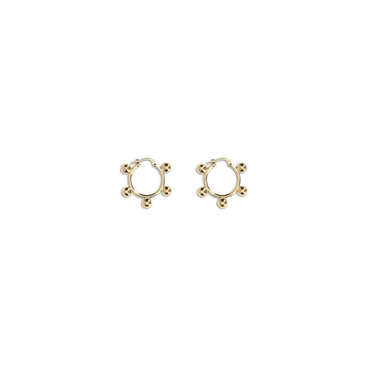 Jil Sander Gold Brass Earrings with contemporary hoop design and engraved logo, made of nickel-tested 100% brass with antioxidant finish.