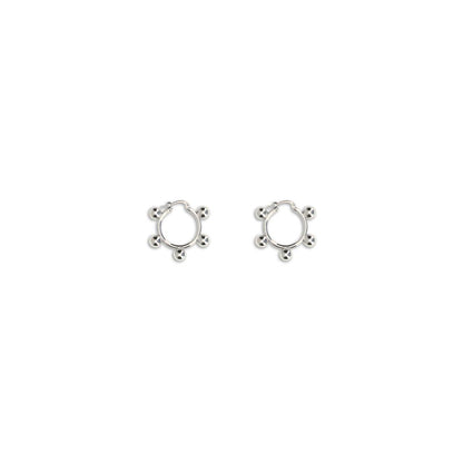 Jil Sander Silver Brass Earrings with hoop design and engraved logo, made from 100% brass and nickel-tested for comfort.