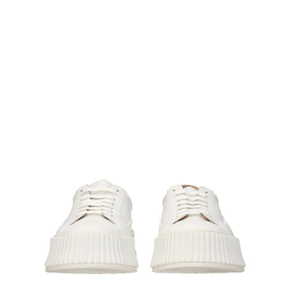 Jil Sander White Leather Platform Sneakers