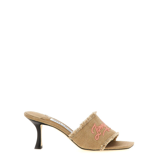 Jimmy Choo Beige Textile Platform Sandals