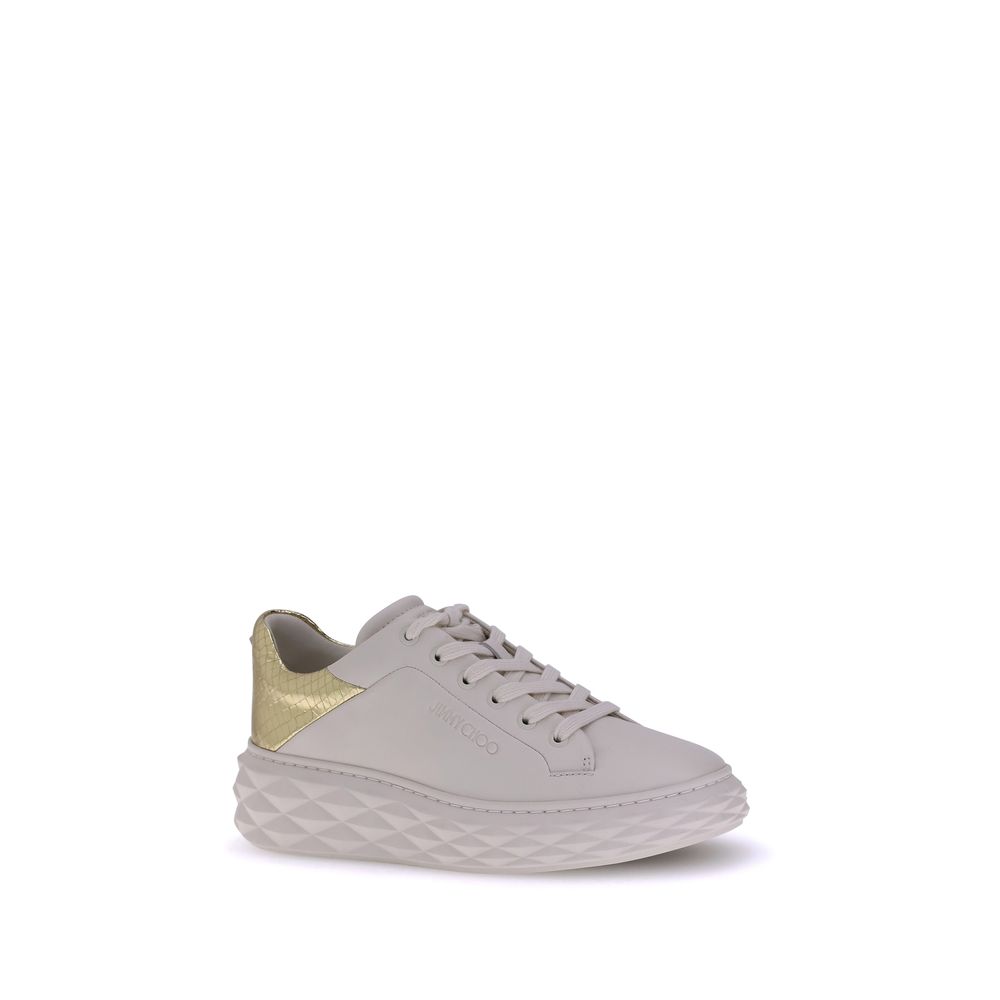 Jimmy Choo Diamond Maxi Sneakers with gold-plated nappa leather and sculptural sole, luxury footwear for a bold and sophisticated look.