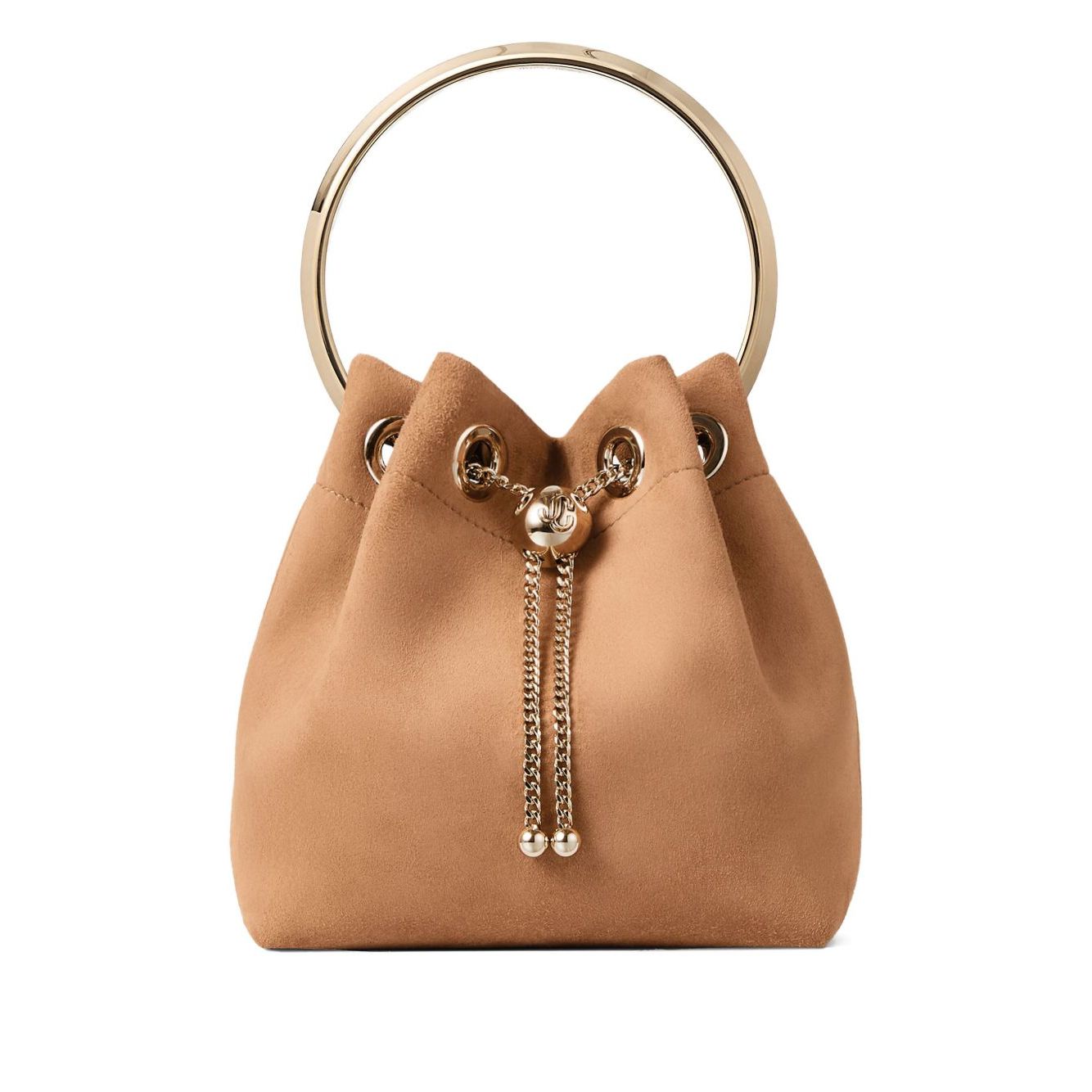 Jimmy Choo Toffee Suede Bag With Pearl Closure