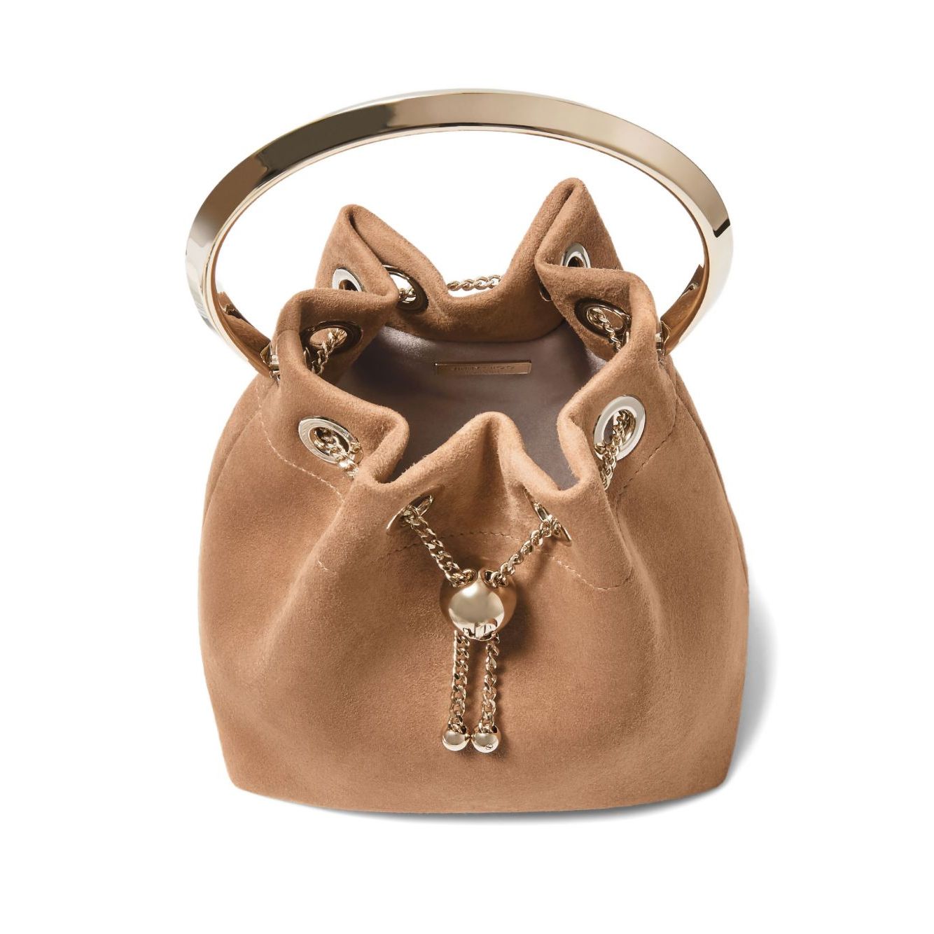 Jimmy Choo Toffee Suede Bag With Pearl Closure