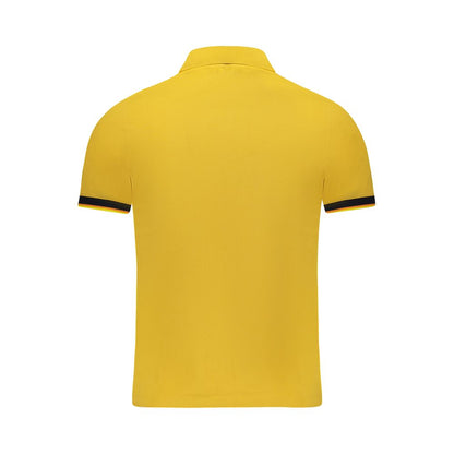 Back view of K-WAY Yellow Cotton Men Polo Shirt with short sleeves and contrasting trim.