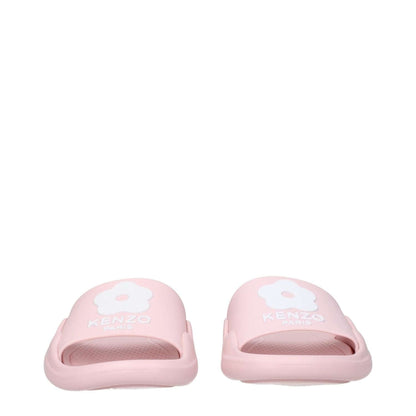 Kenzo Pink Cotton Slippers with open toe and rubber sole featuring a front logo, style casual, MPN FE52MU110P5134.