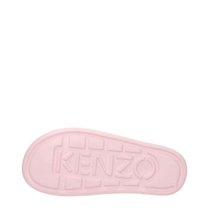 Kenzo Pink Cotton Slippers rubber sole with logo, featuring a casual style and low flat heel. MPN: FE52MU110P5134.