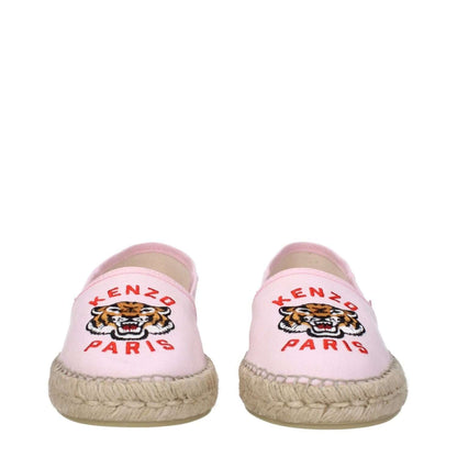 Kenzo Pink Fabric Espadrilles with distinctive front and side logo featuring round toe and rubber sole, style casual, MPN FE52ES020F8134.