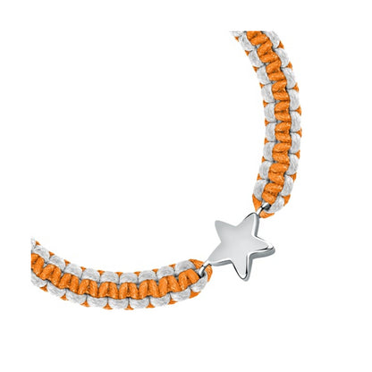 LA PETITE STORY JEWELRY Mod. LPS05ARR79 featuring a star charm on woven bracelet with orange and white threads.