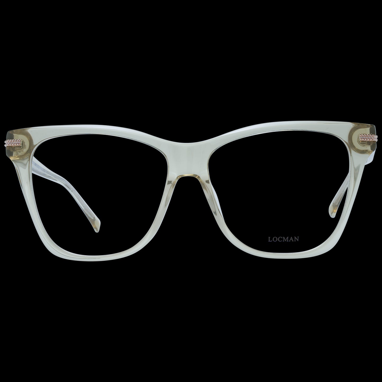 LOCMAN MOD. LOCV008 59MNT eyewear for ladies, stylish rectangular glasses with clear frame, front view.