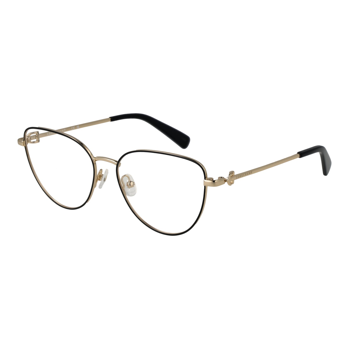 LONGCHAMP MOD. LO2158 54728 elegant lady's eyewear with gold frame and black temple tips.