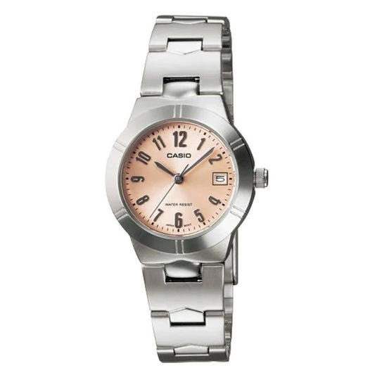 CASIO COLLECTION Mod. LADY DATE - ANTIQUE PINK wristwatch with stainless steel strap, 25 mm case, mineral dial, water resistant 3 ATM.