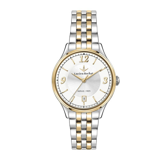 LUCIEN ROCHAT MOD. R0453115502 Lady's silver wristwatch with quartz movement, 33 mm case, and date function.