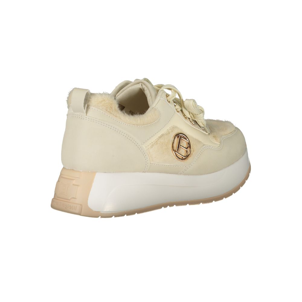 Laura Biagiotti Beige Polyethylene Sneaker with suede, contrasting details, and logo embroidery, featuring removable footbed.