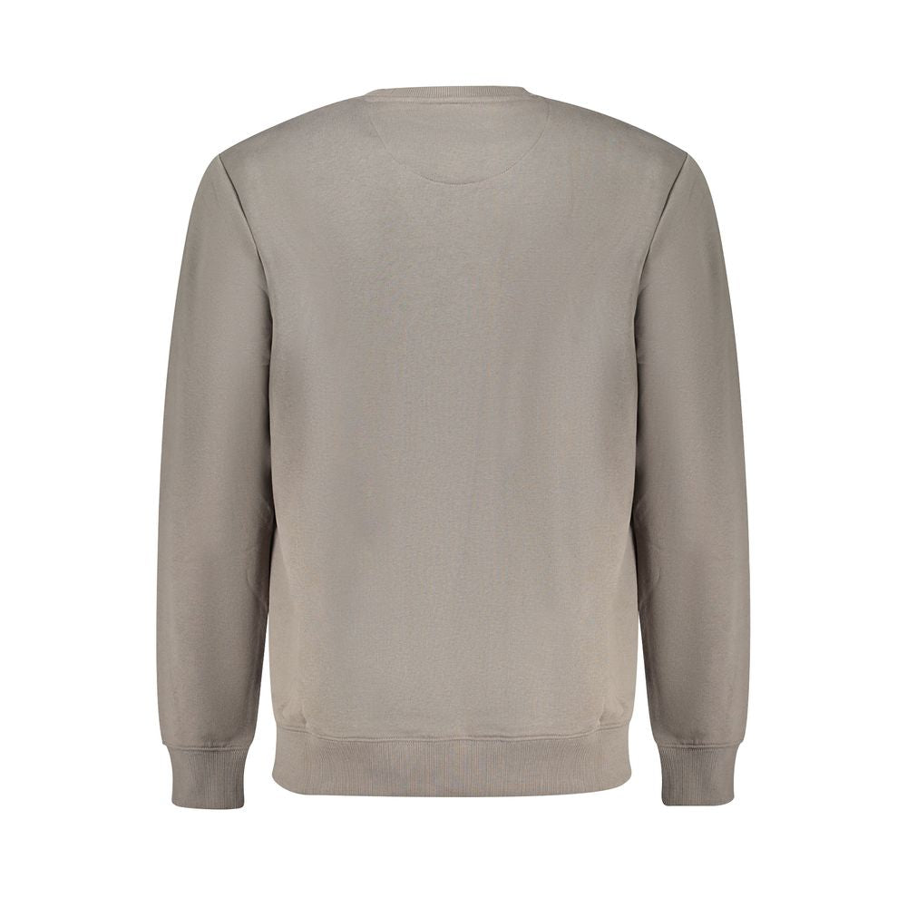 Back view of Lee Gray Cotton Men Sweater featuring crew neck and long sleeves.